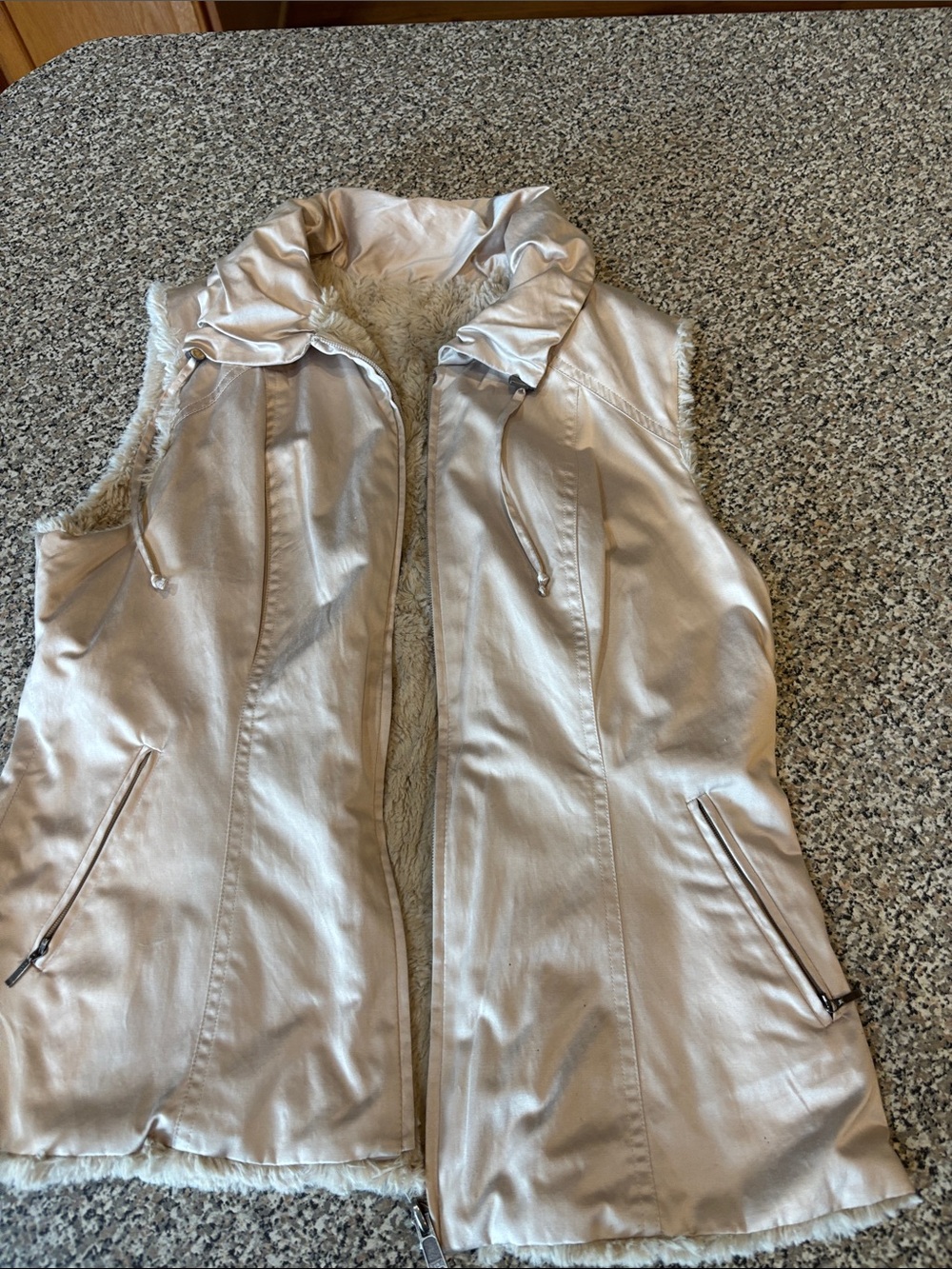 CAbi  Faux-fur Lined Vest — Cream